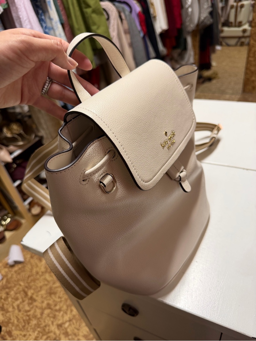 Kate Spade Cream Leather Backpack - Picture 2 of 5